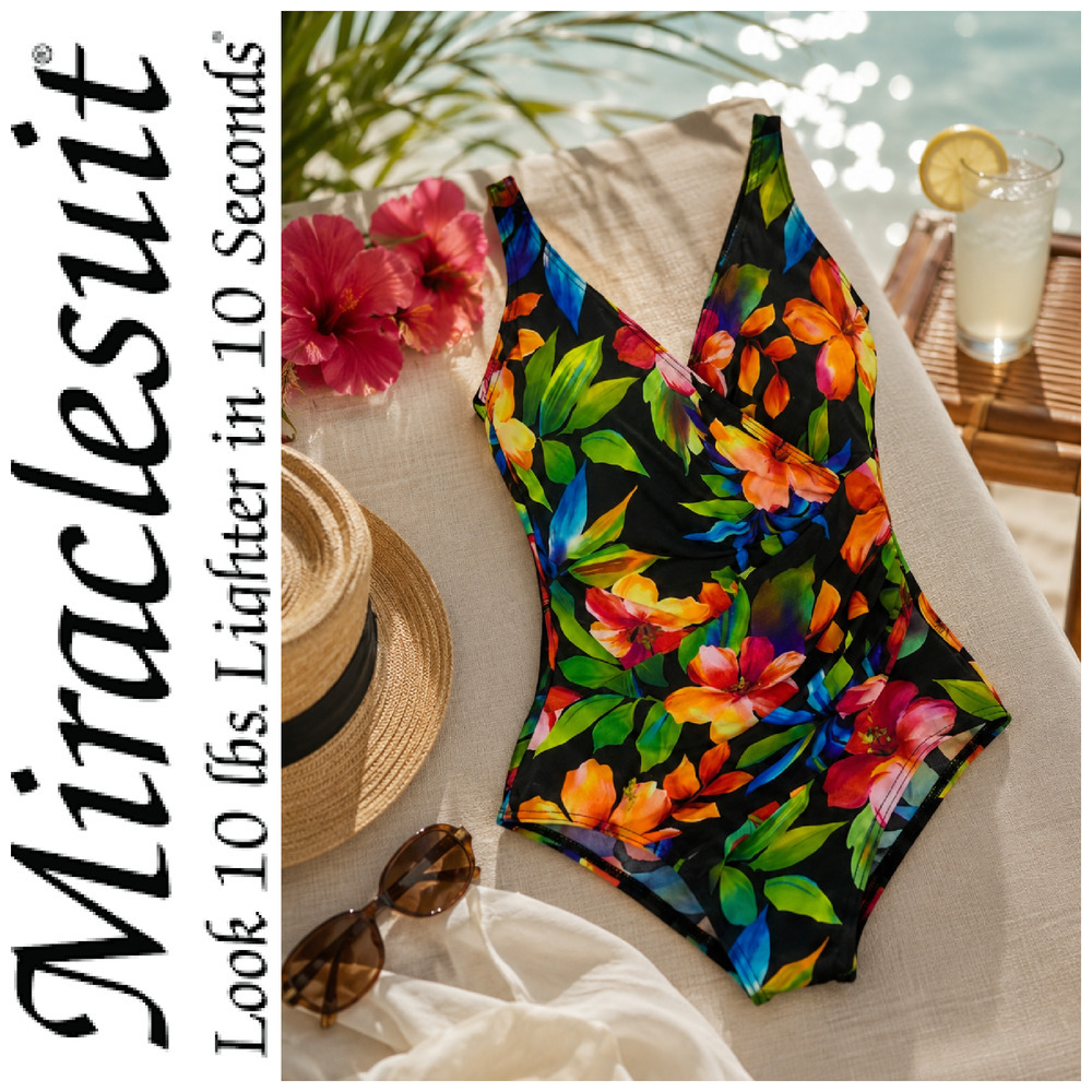 Miraclesuit Oceanus 14DD Floral One Piece Swimsuit Underwire Tummy Control